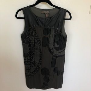 Italian Bubble Dress/ Studded Faux Leather Neck 42